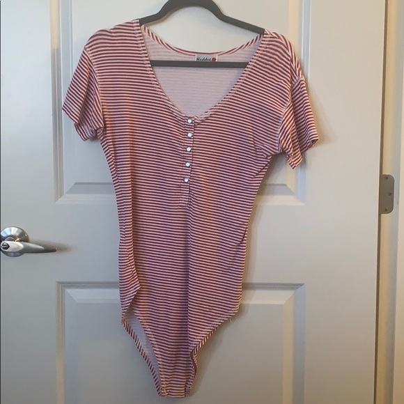 Red and white striped one piece - Picture 1 of 2